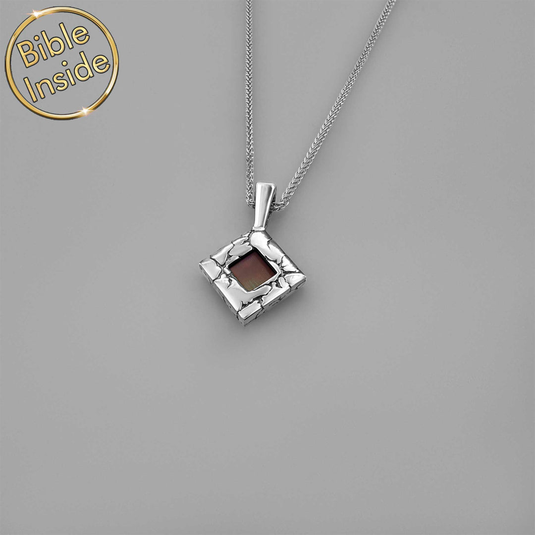 Biblical lightning necklace featuring miniature Bible technology