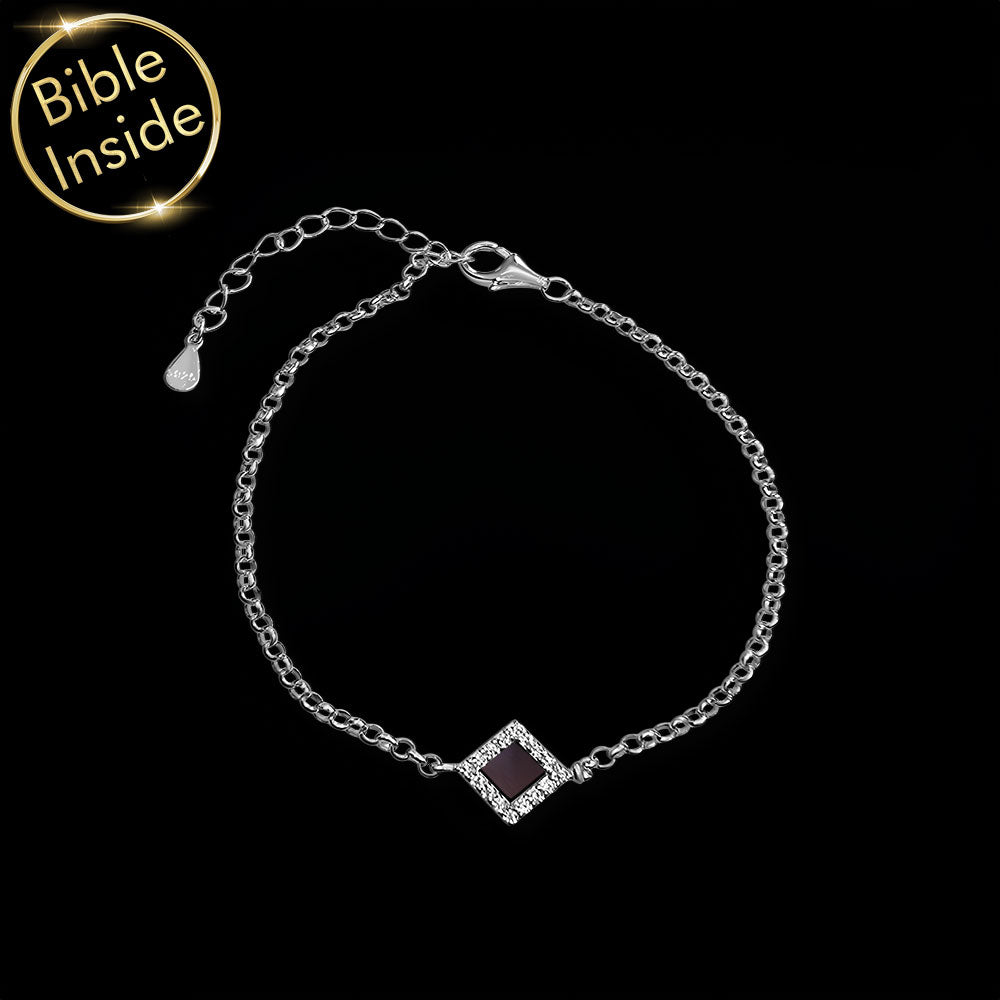 Christian nano Bible bracelet featuring timeless rhombus symbol