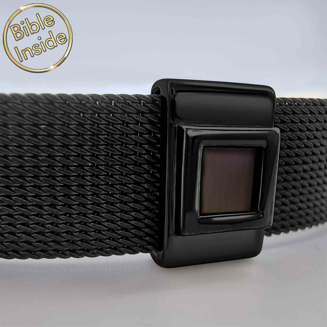 Knox symbol mini Bible bracelet in black stainless steel for Christian men