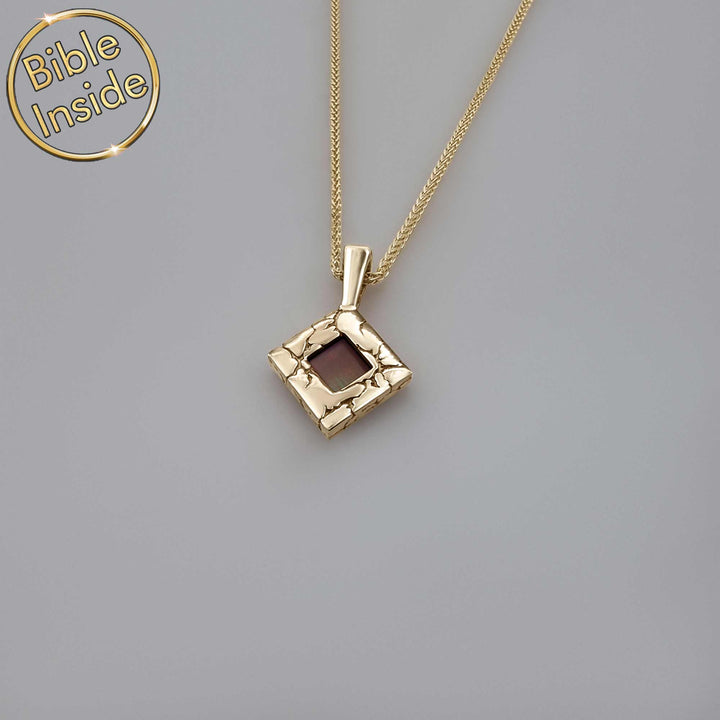 Masculine biblical jewelry featuring world's smallest Bible text