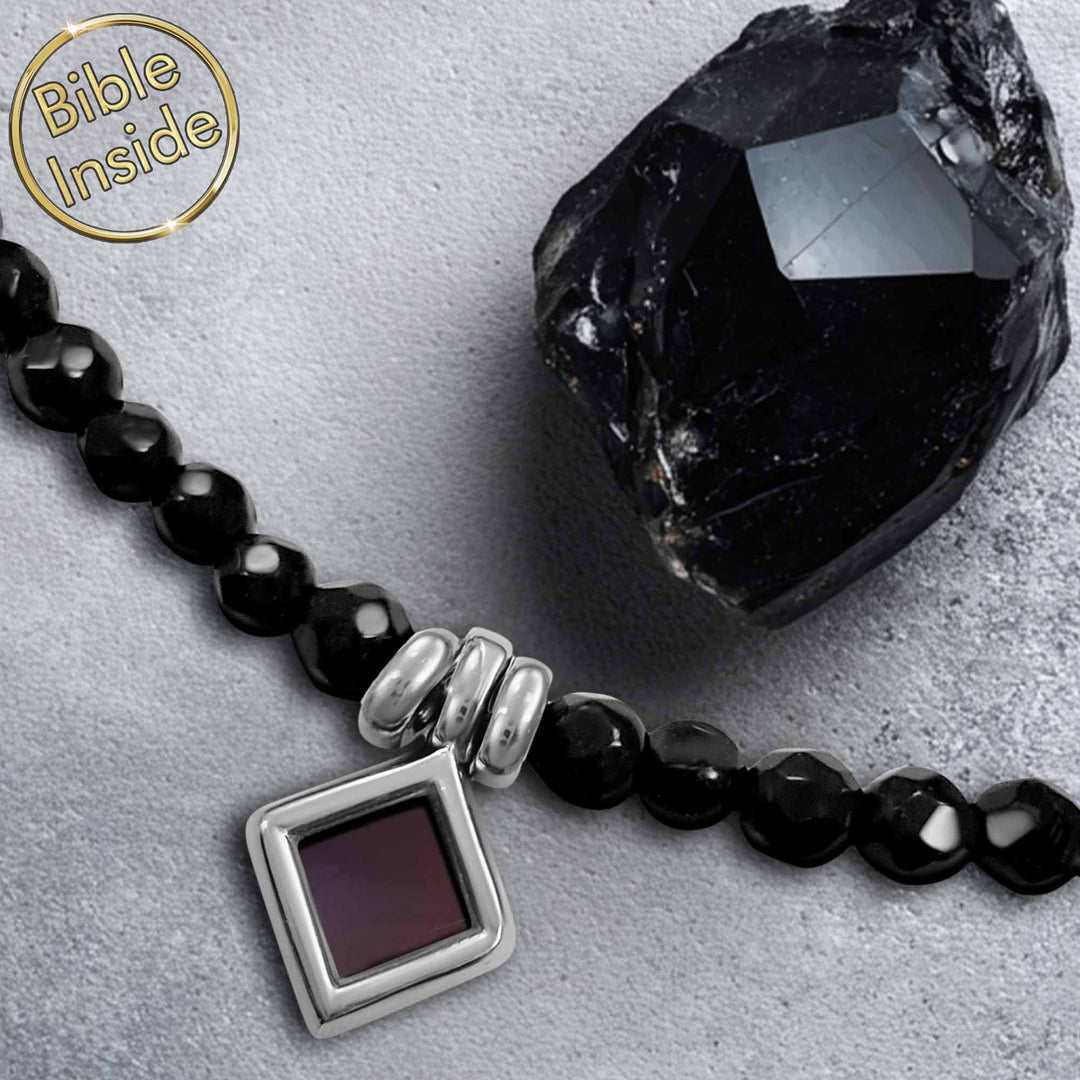Stainless steel jewelry for Christians featuring Terra Onyx pendant