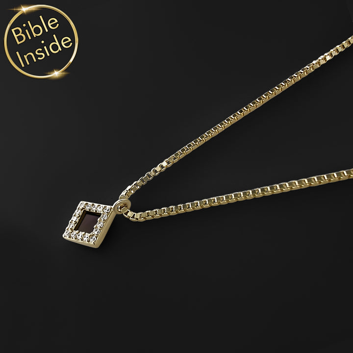 Bible verse on jewelry - rhombus pendant with advanced micro engraving
