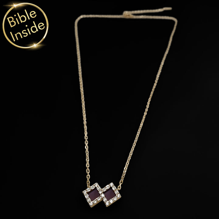 Holy Bible necklace with square pendant containing complete scripture