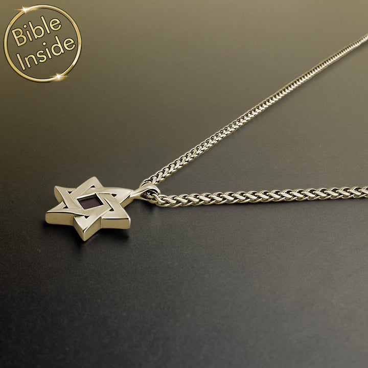 men's Star of David pendant with nano Bible – meaningful Jewish Christian fusion