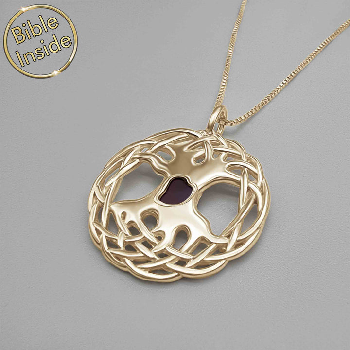Solid Gold Tree Of Life Pendant With Nano Bible - My Nano Jewelry