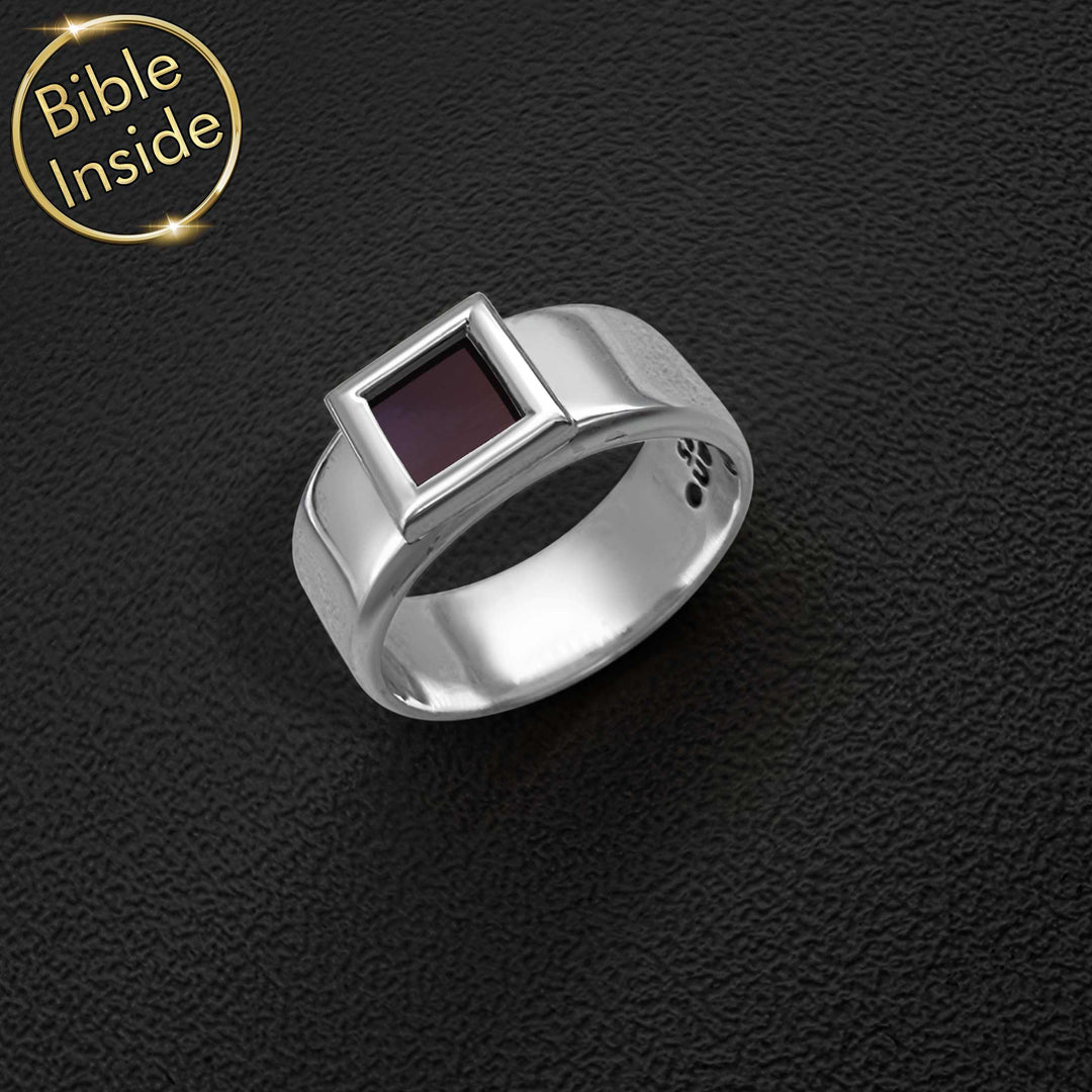 Christmas gift for wife - elegant Hercules ring with nano Bible chip