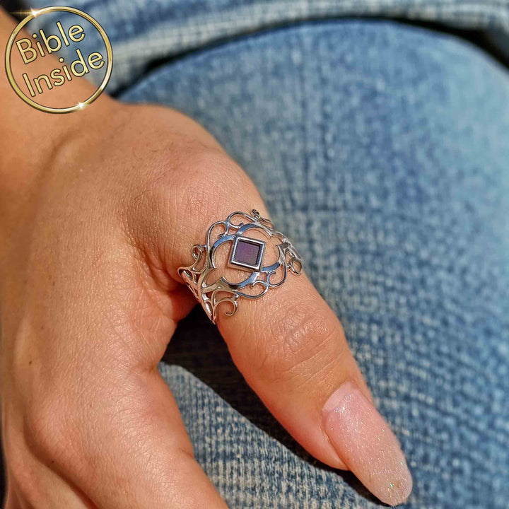 Lili Ring with Bible microchip - special Christmas gift for wife