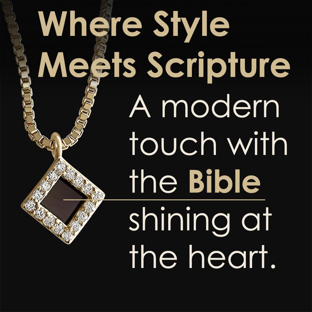 Miniature Bible for Christians – geometric pendant in vermeil gold