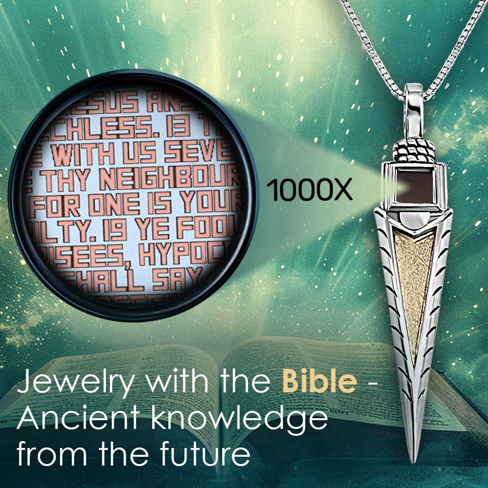 Men's religious necklaces with guardian arrow and New Testament chip