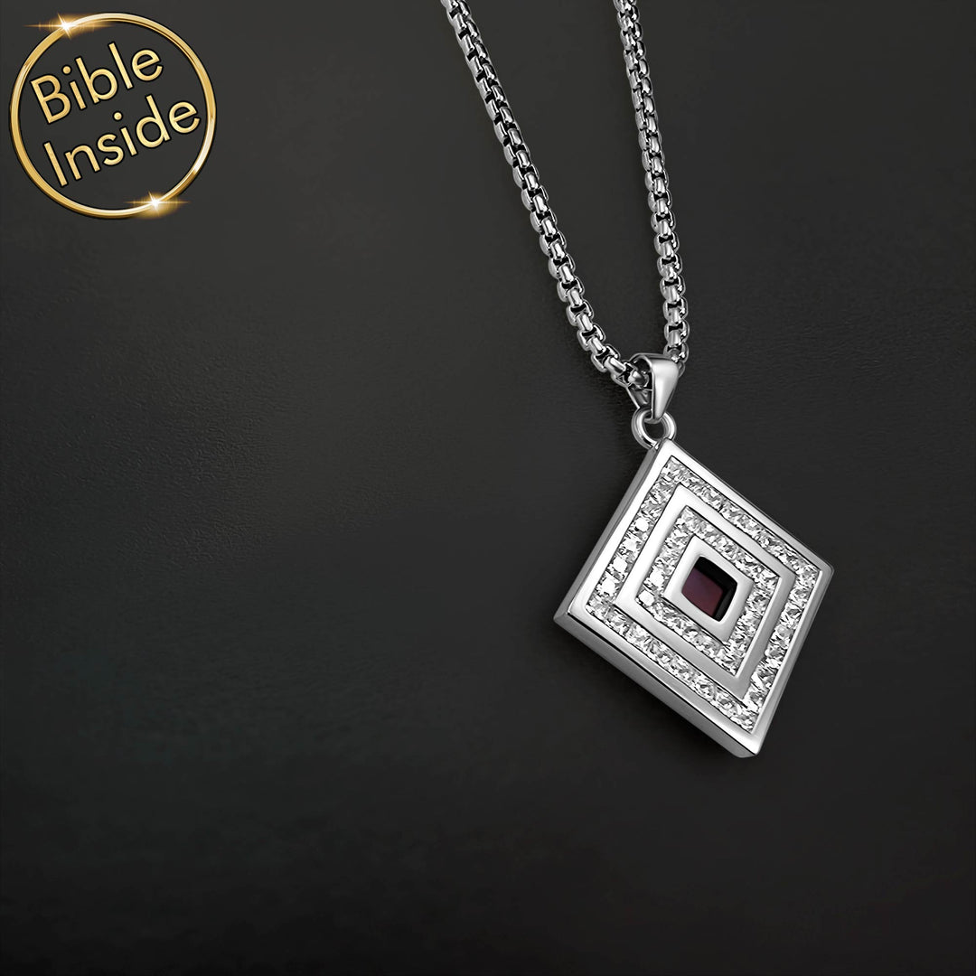 Sterling silver Christian pendants – rhombus design with nano chip