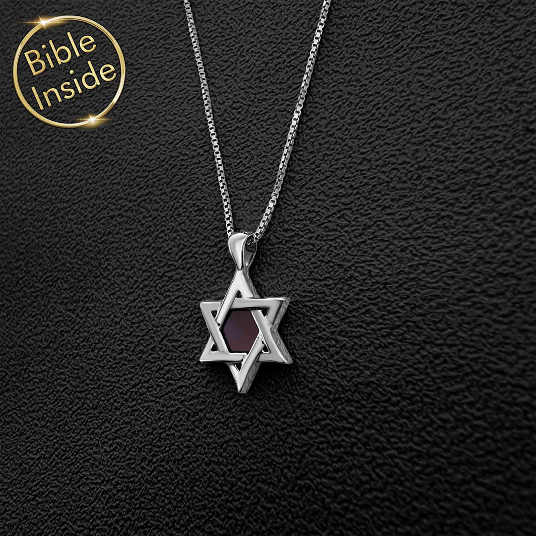 Silver star of david necklace with New Testament inside – meaningful faith jewelry