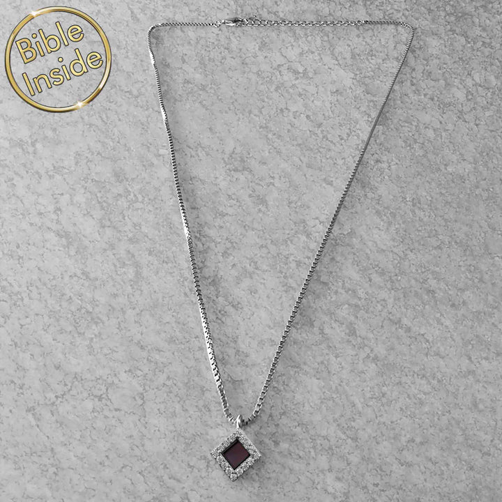 Christian gift necklace with elegant rhombus design and scripture