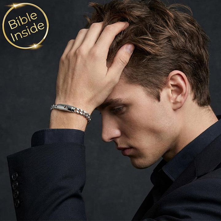 Bold bangle miniature Bible bracelet with New Testament micro chip