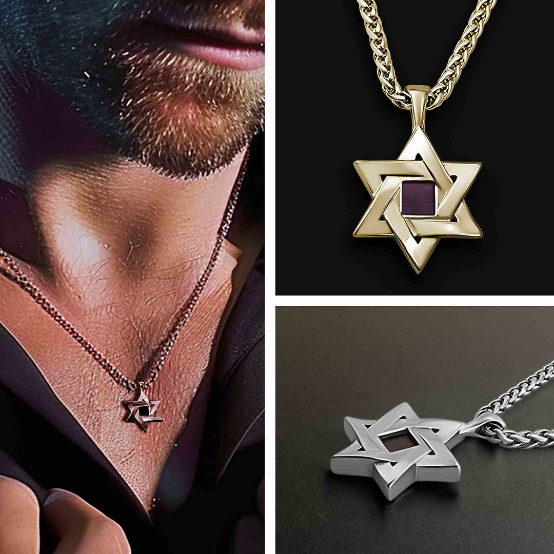 Star of David nano Bible pendant in gold – elegant Messianic jewelry with complete scripture