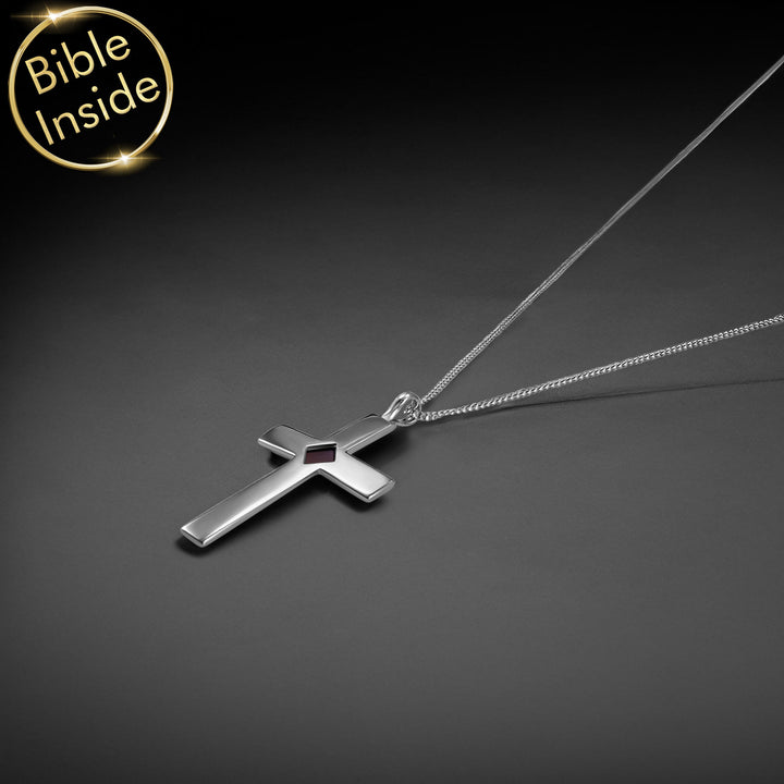 Sterling silver Christian jewelry featuring minimalist cross pendant