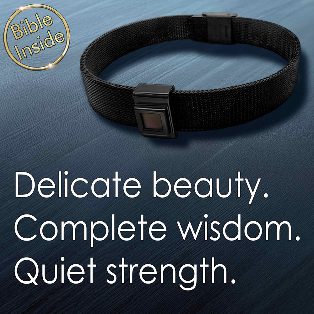 Mini Bible bracelet with Knox symbol in black finish – Christian men's jewelry