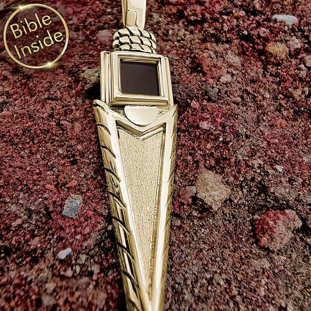 Tiny Bible Guardian Arrow necklace in gold for daily wear