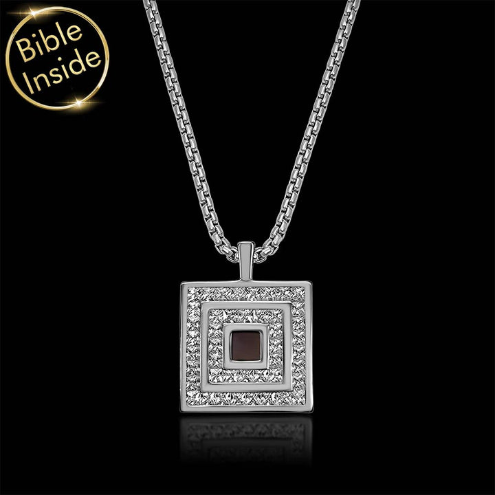 Christian pocket Bible necklace featuring nano chip technology