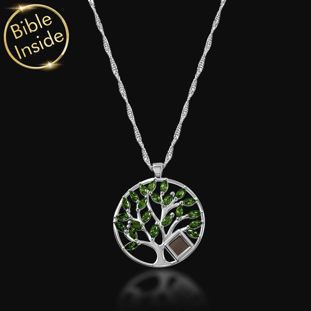 Sterling silver life tree pendant with New Testament inside