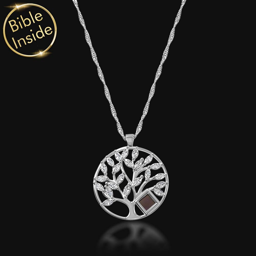 Vermeil tree necklace with life scripture inside - elegant faith expression