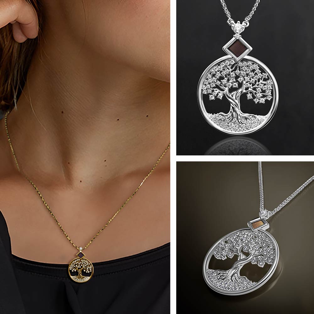 Tree of life silver necklace with nano Bible chip - Christian jewelry