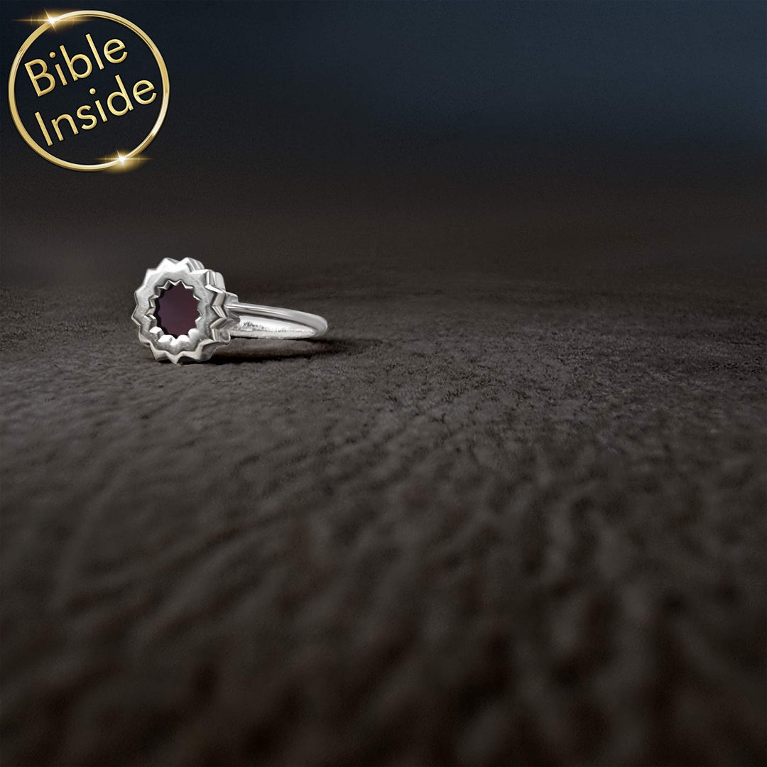 Sterling silver Christian presents with Scripture – flower ring for daily inspiration