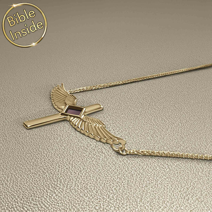 Dainty Christian jewelry winged cross necklace for daily wear