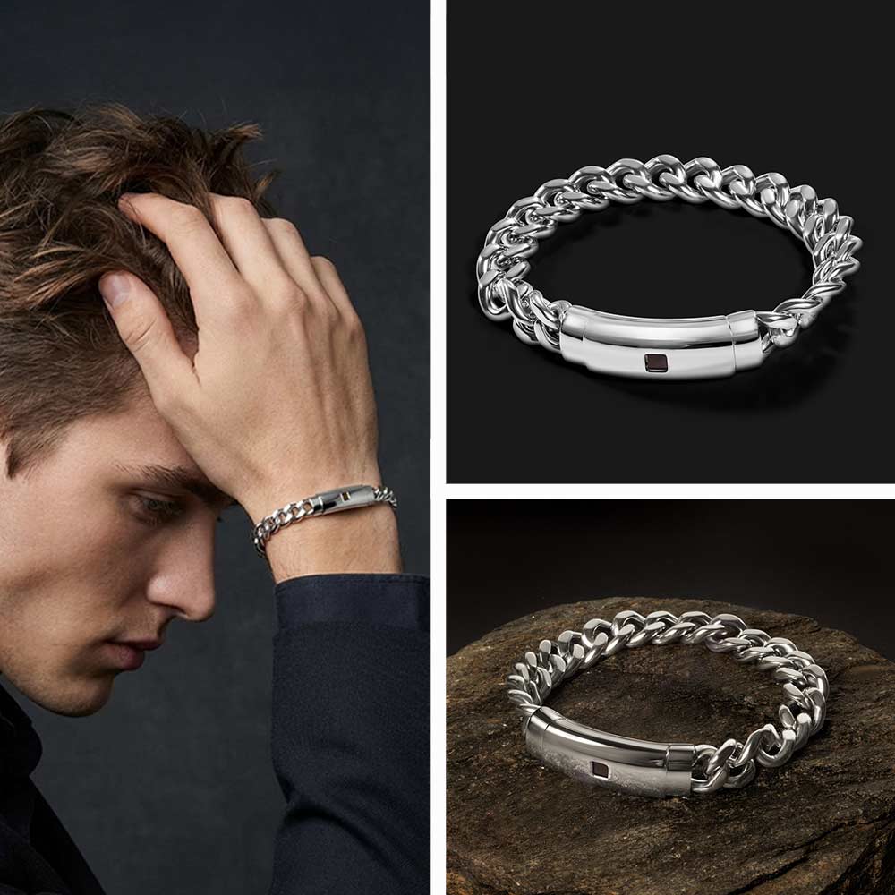 Unique gifts valentines – stainless steel bracelet with nano Bible chip