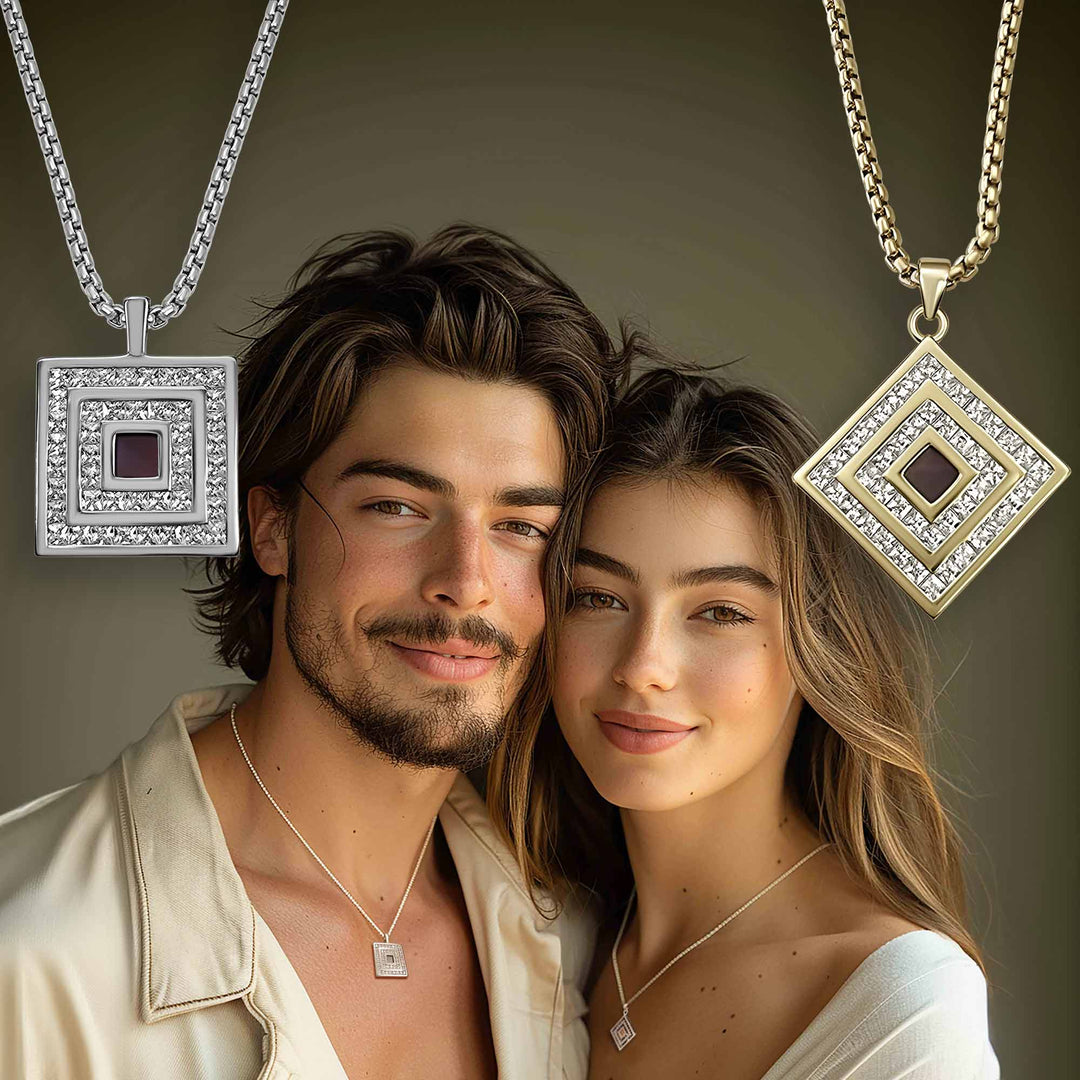 Unique gifts Valentine's Day rhombus necklace with nano Bible chip