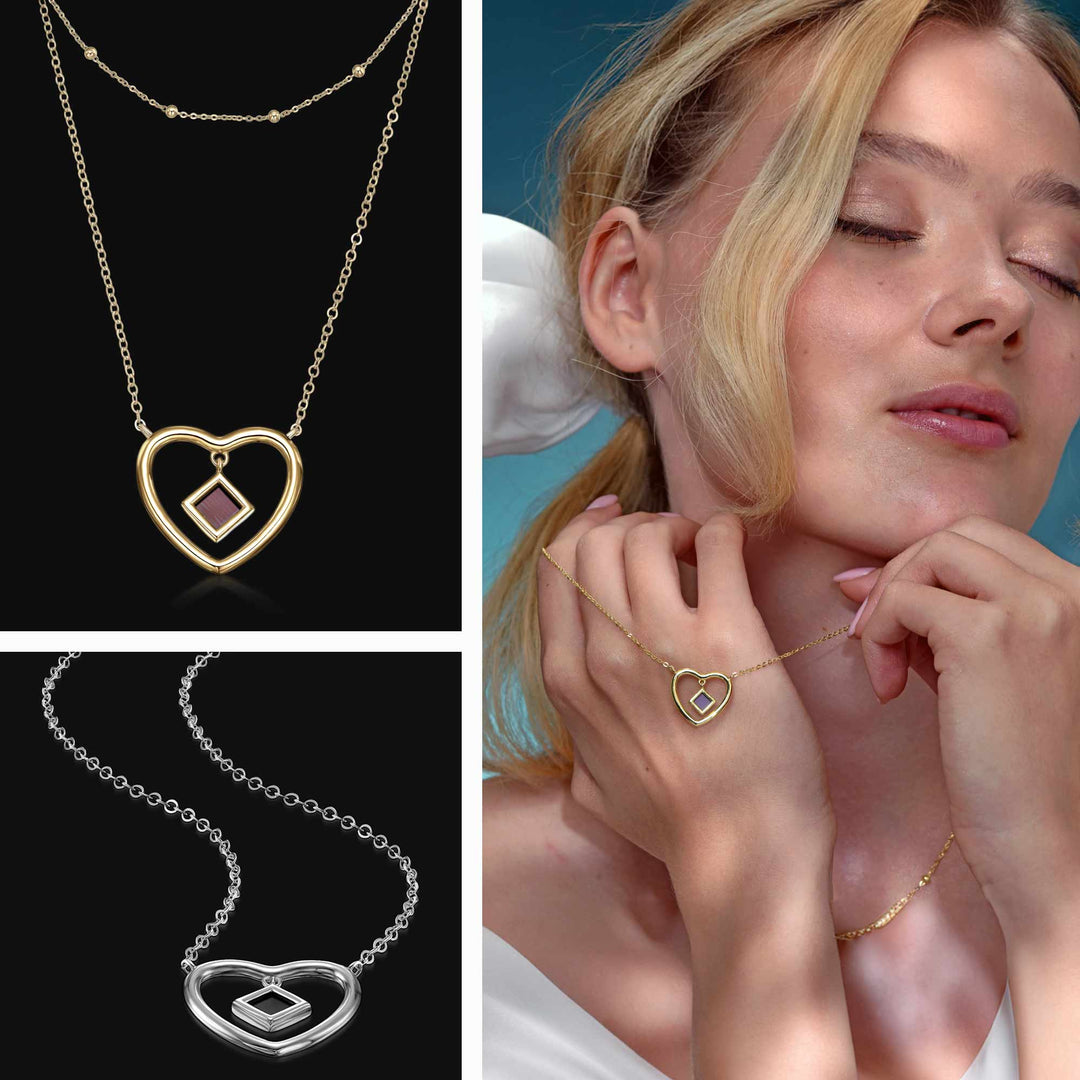 Unique gifts valentines heart necklace with nano Bible in silver