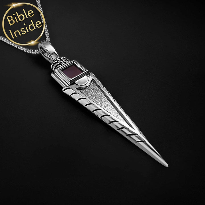 Arrow pendant with nano Bible – special Valentine's gift for Christian boyfriend