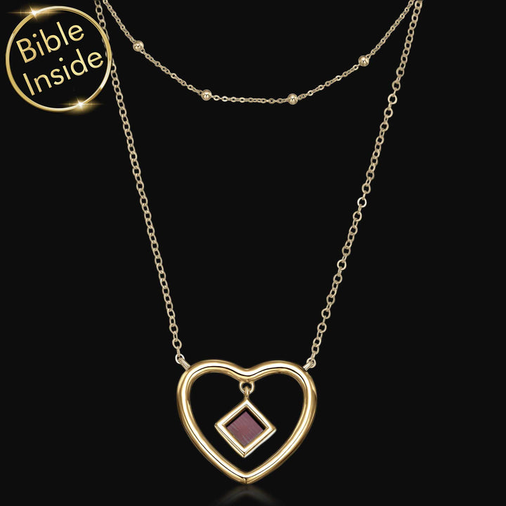 Women's faith jewelry – sunshine heart with New Testament inside