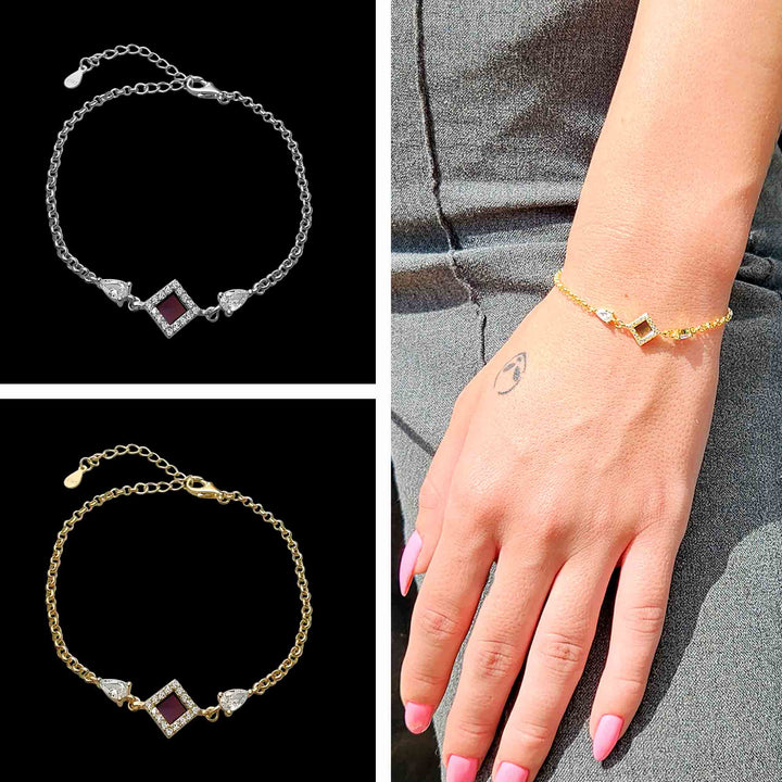 Valentine jewelry rhombus bracelet with CZ stones – elegant faith-inspired design