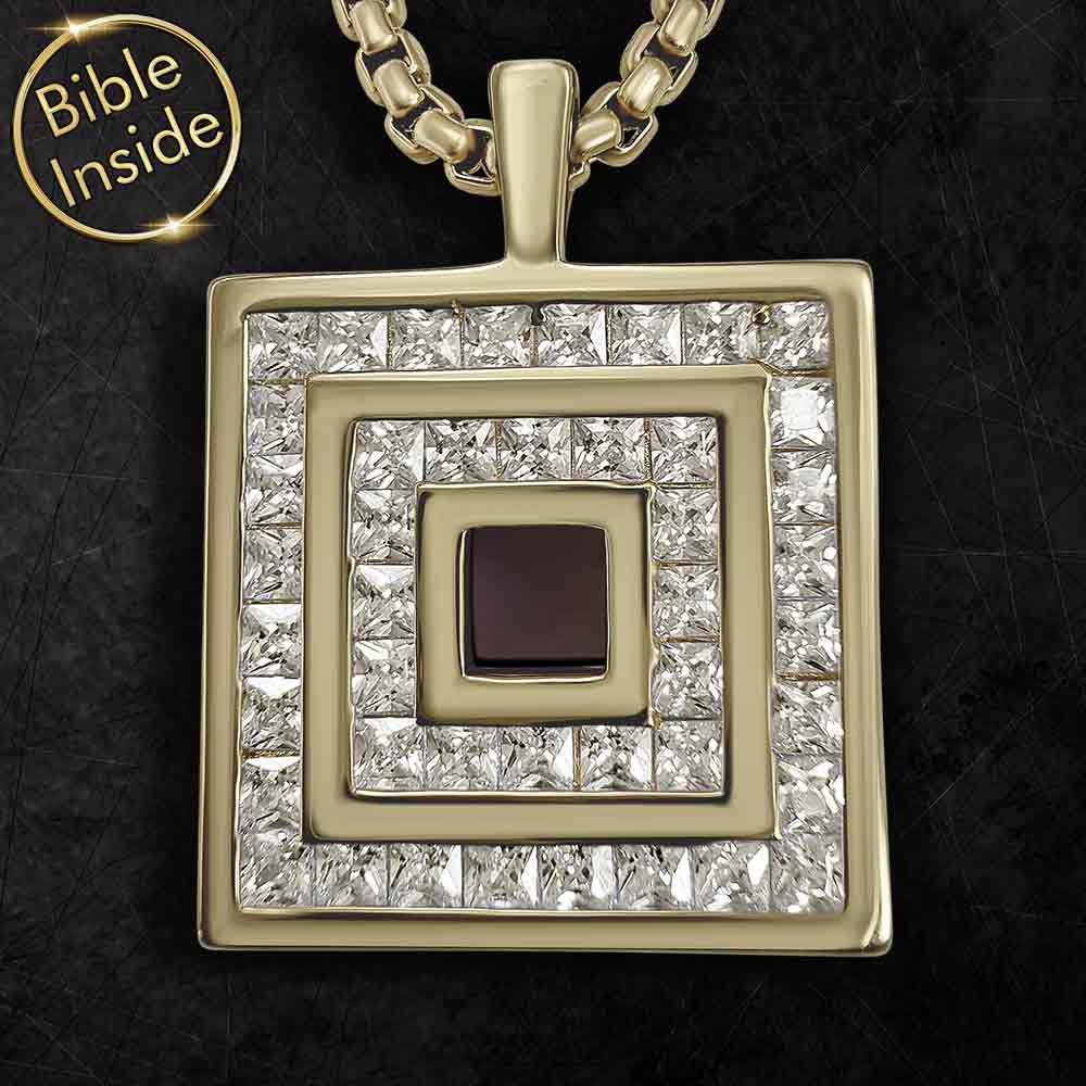 Men's valentine necklace with square pendant for faith expression