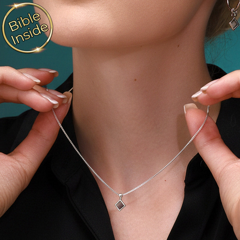 Women's valentines necklace with elegant rhombus pendant – faith gift