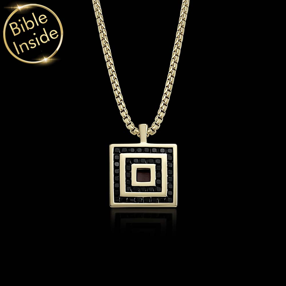 Gold valentine's day necklace with square pendant - My Nano Jewelry
