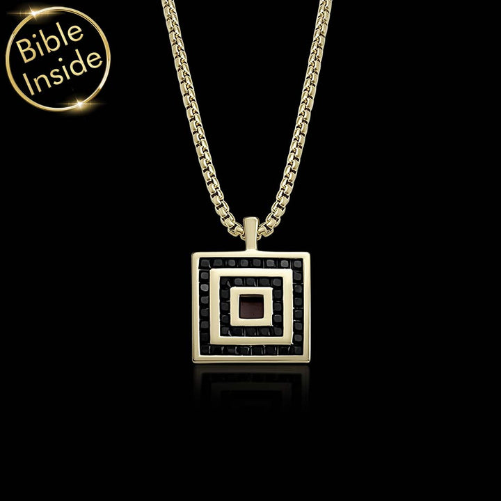 Gold valentine present necklace with square pendant – My Nano Jewelry