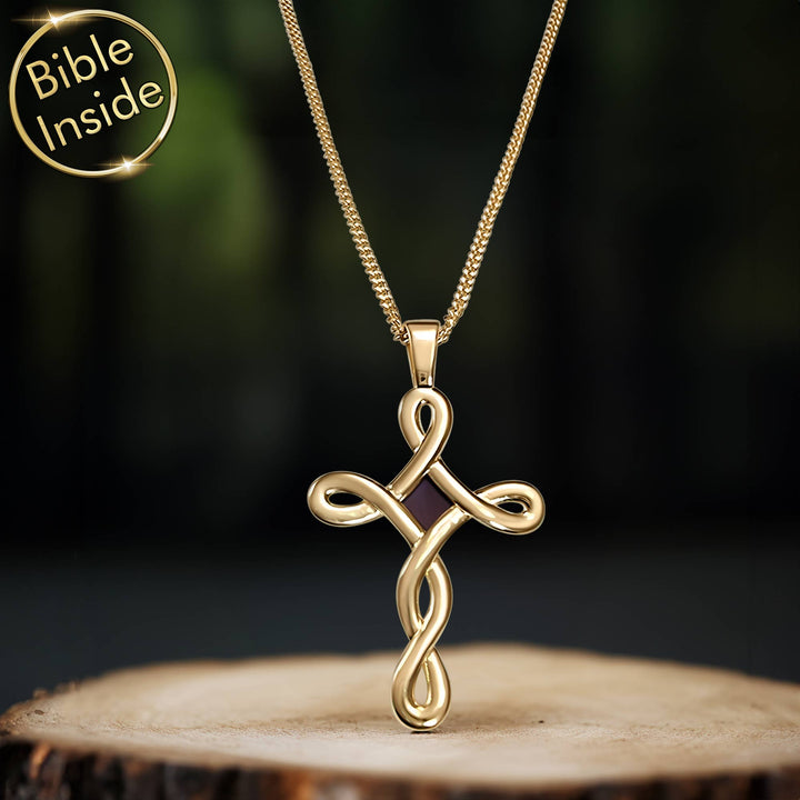 Gold plated valentine necklace for her with cross design