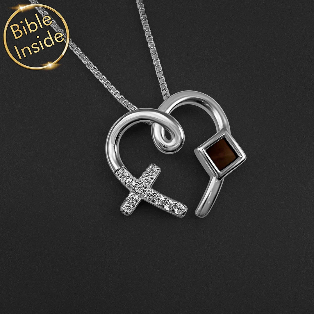 Valentine's day present for wife - heart necklace with nano Bible technology