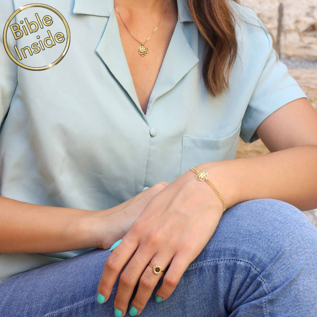 Elegant valentines presents with harmony symbol and micro Bible technology