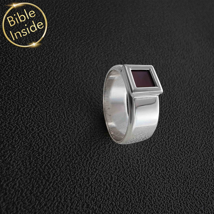 Polished Hercules ring valentine present with miniature Bible technology