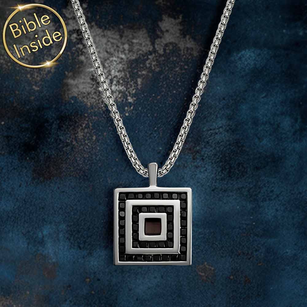 Silver valentine present necklace with simple square design for daily wear