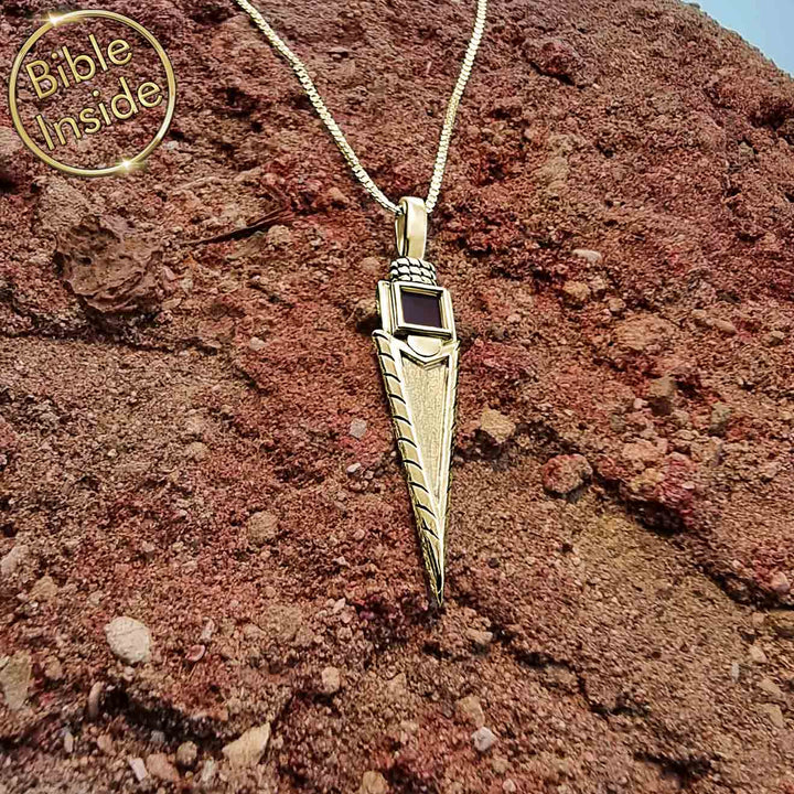 Minimalist valentine's day jewelry with arrow pendant and nano Bible technology