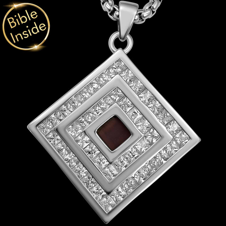 Silver rhombus pendant necklace – unique jewelry gifts for her