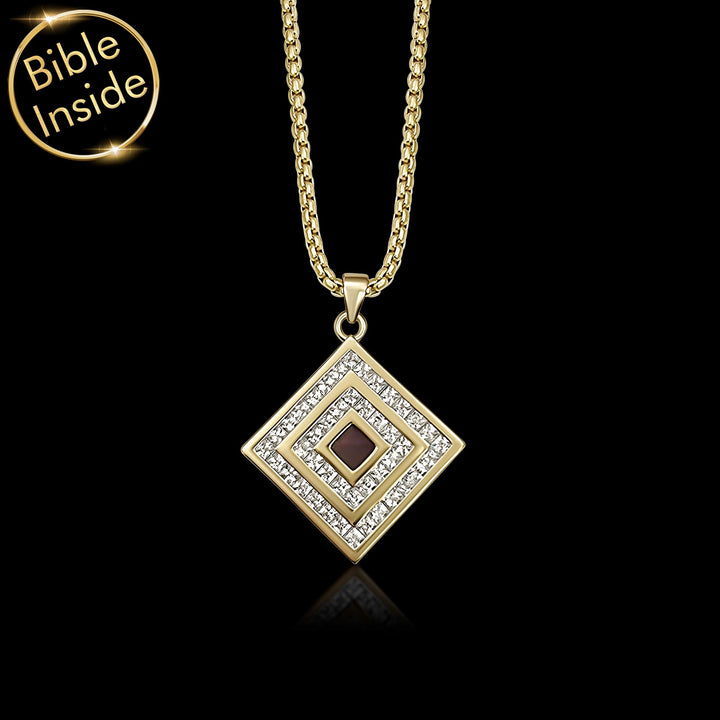 Anniversary jewelry for her – polished rhombus necklace with faith message