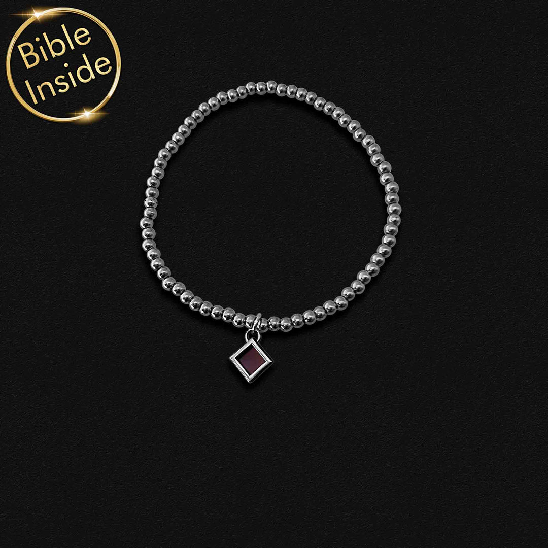 Womens Christmas jewelry bracelet for daily wear - stainless steel with Bible chip