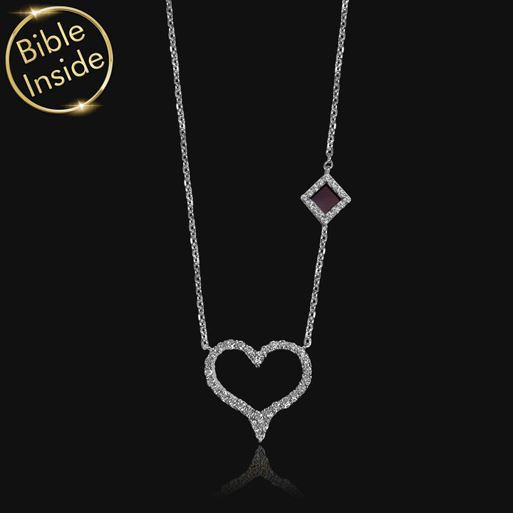 Elegant heart nano Bible necklace in silver – My Nano Jewelry